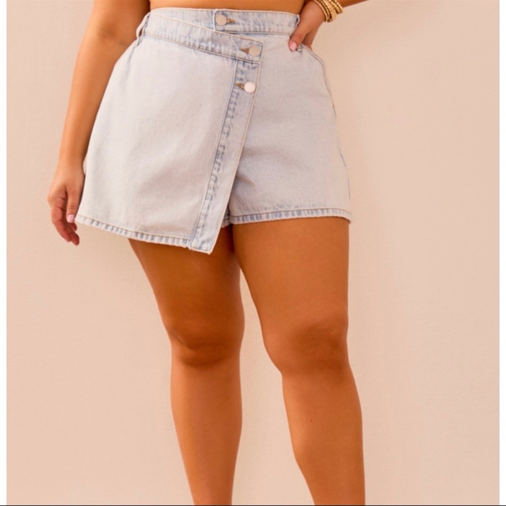 ARULA Blue Skorts High-Waisted Denim